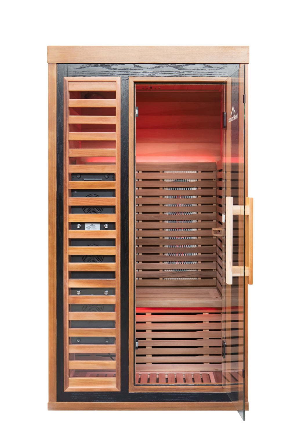 Peak Saunas Rainier 1-Person Full Spectrum Infrared Sauna with XL Medical-Grade Red Light Therapy & Smart WiFi App Control