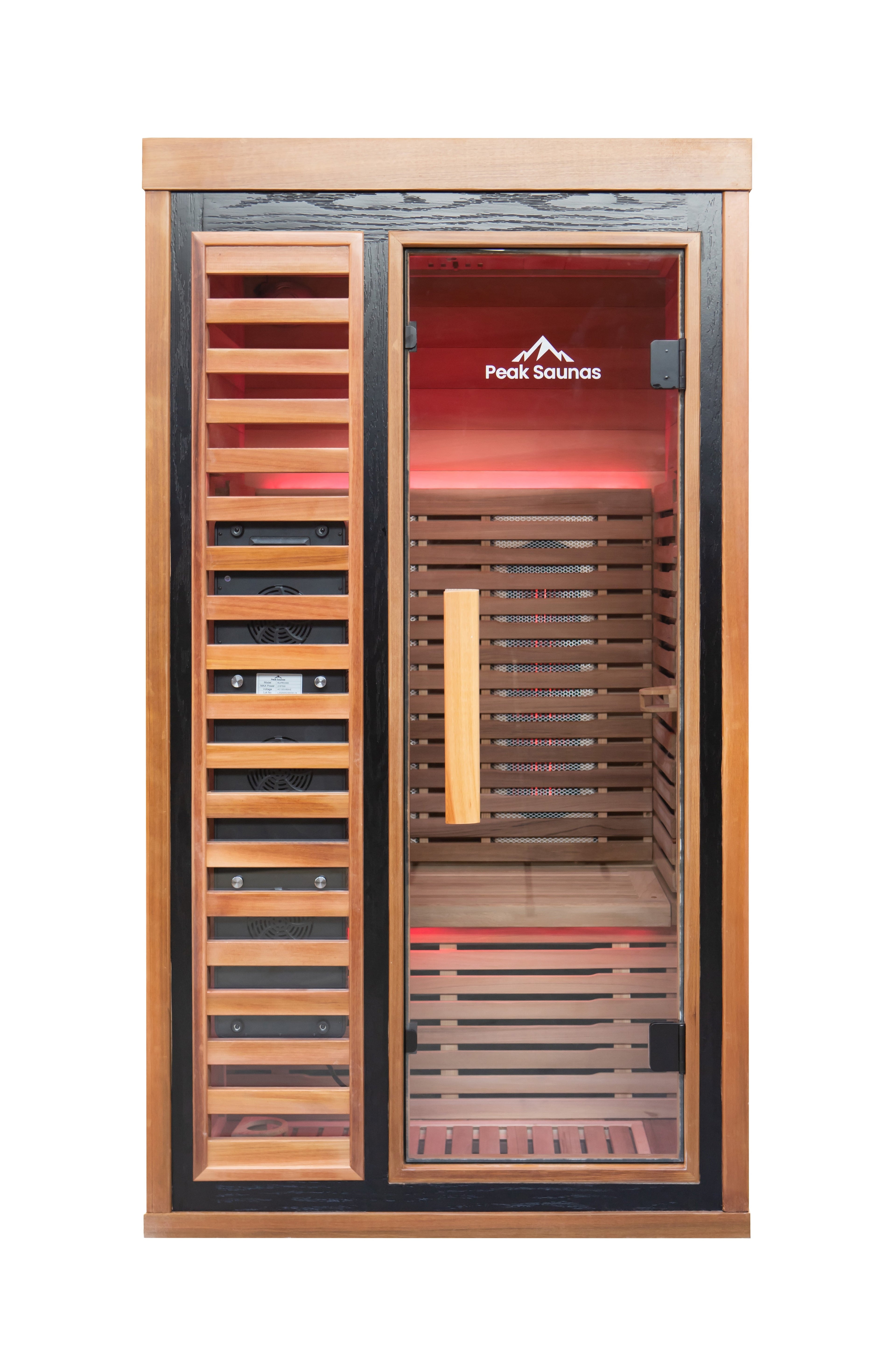 Peak Saunas Rainier 1-Person Full Spectrum Infrared Sauna with XL Medical-Grade Red Light Therapy & Smart WiFi App Control