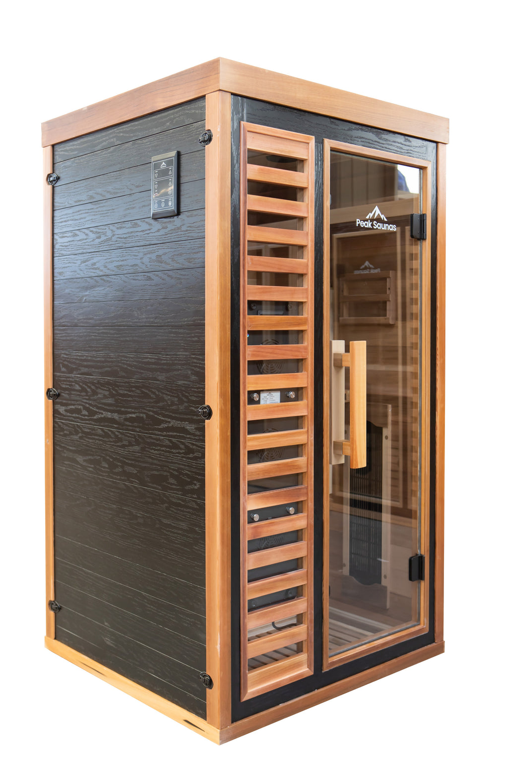 Peak Saunas Rainier 1-Person Full Spectrum Infrared Sauna with XL Medical-Grade Red Light Therapy & Smart WiFi App Control