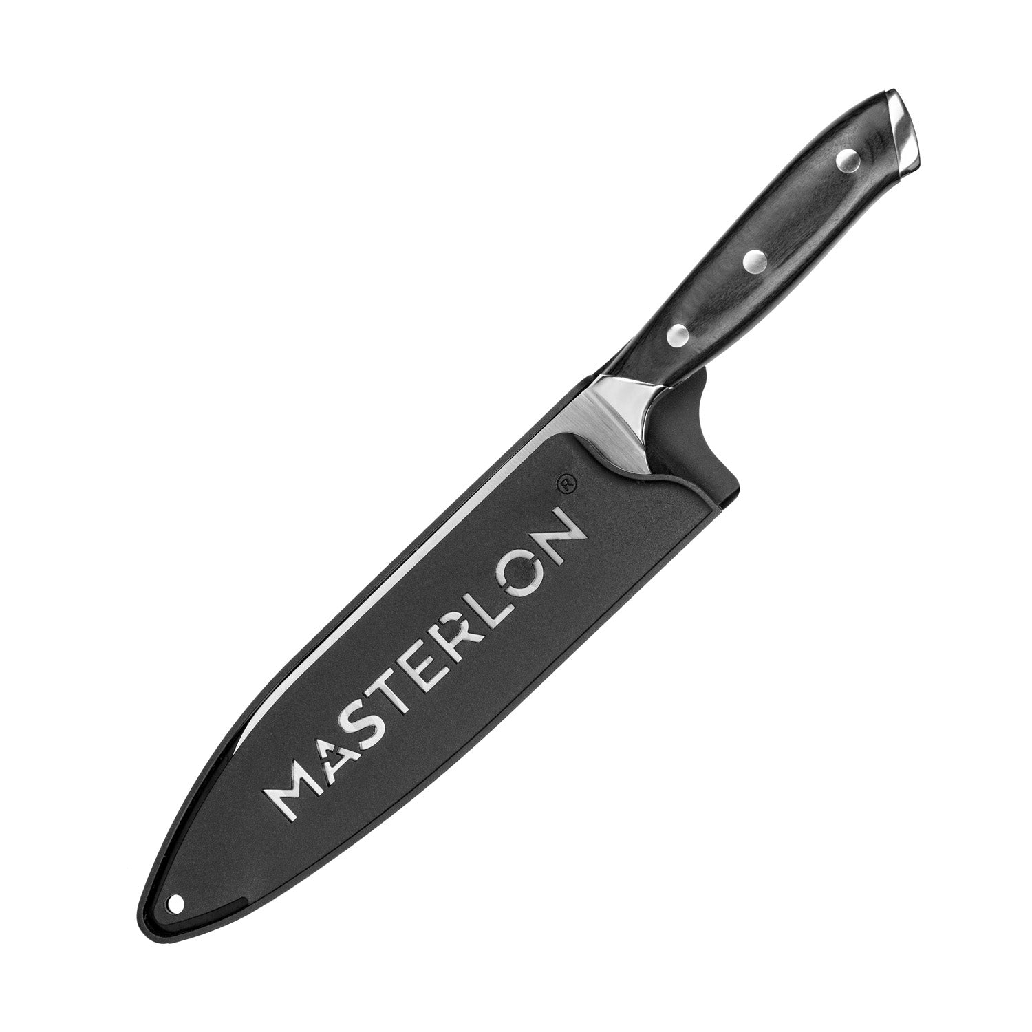 MASTERPAN Essential Chef’s Knife Bundle - 8" Chef’s Knife, 8" Slicer Knife & 7" Santoku Knife - Stainless Steel Blades with Protective Covers