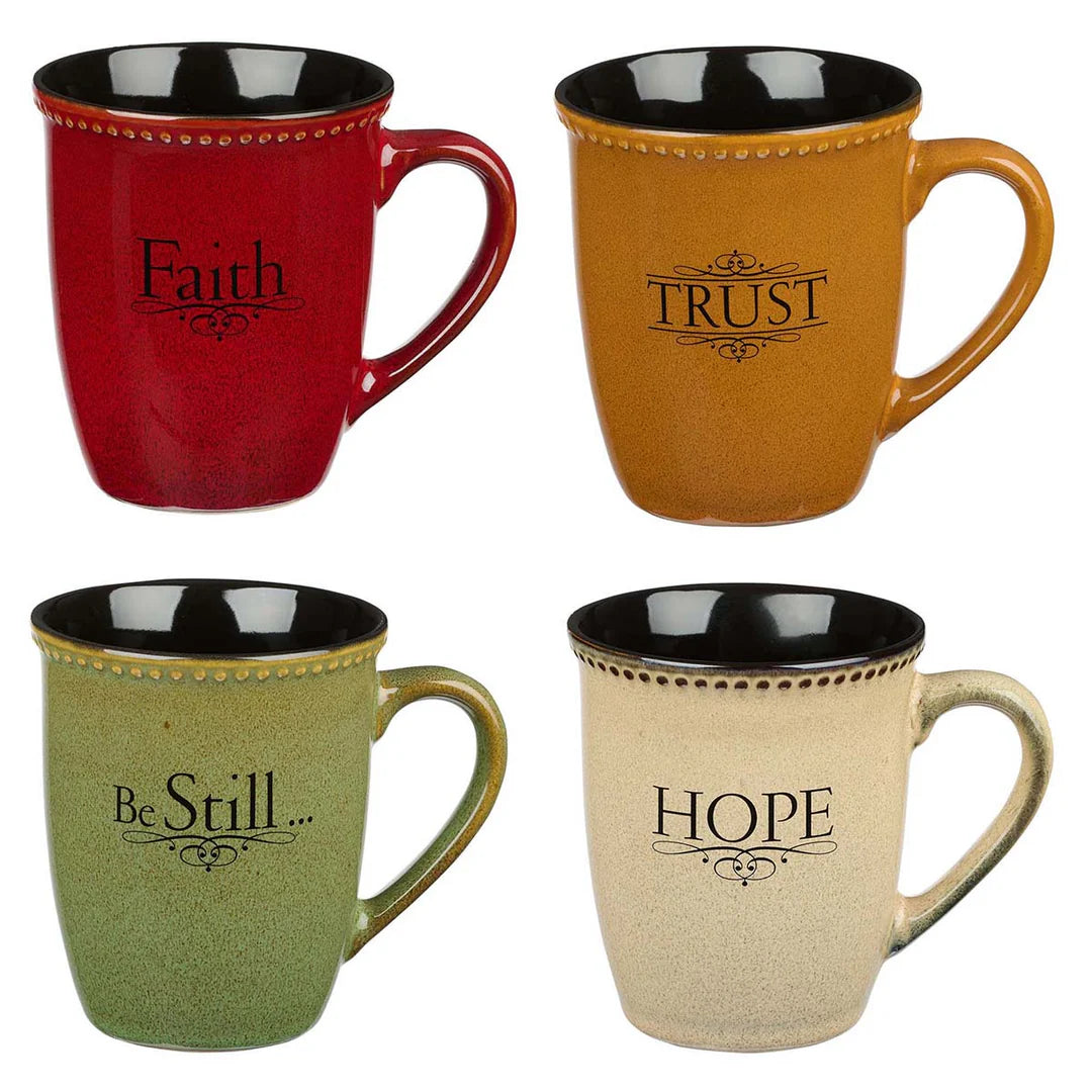 Faith Hope Trust Be Still Stoneware Mug Set