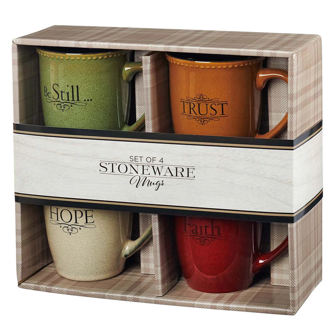 Faith Hope Trust Be Still Stoneware Mug Set