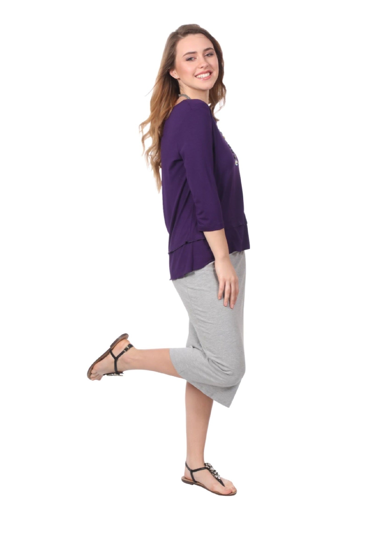 Mid-Calf Pencil Skirt in Cotton Spandex – No Slits