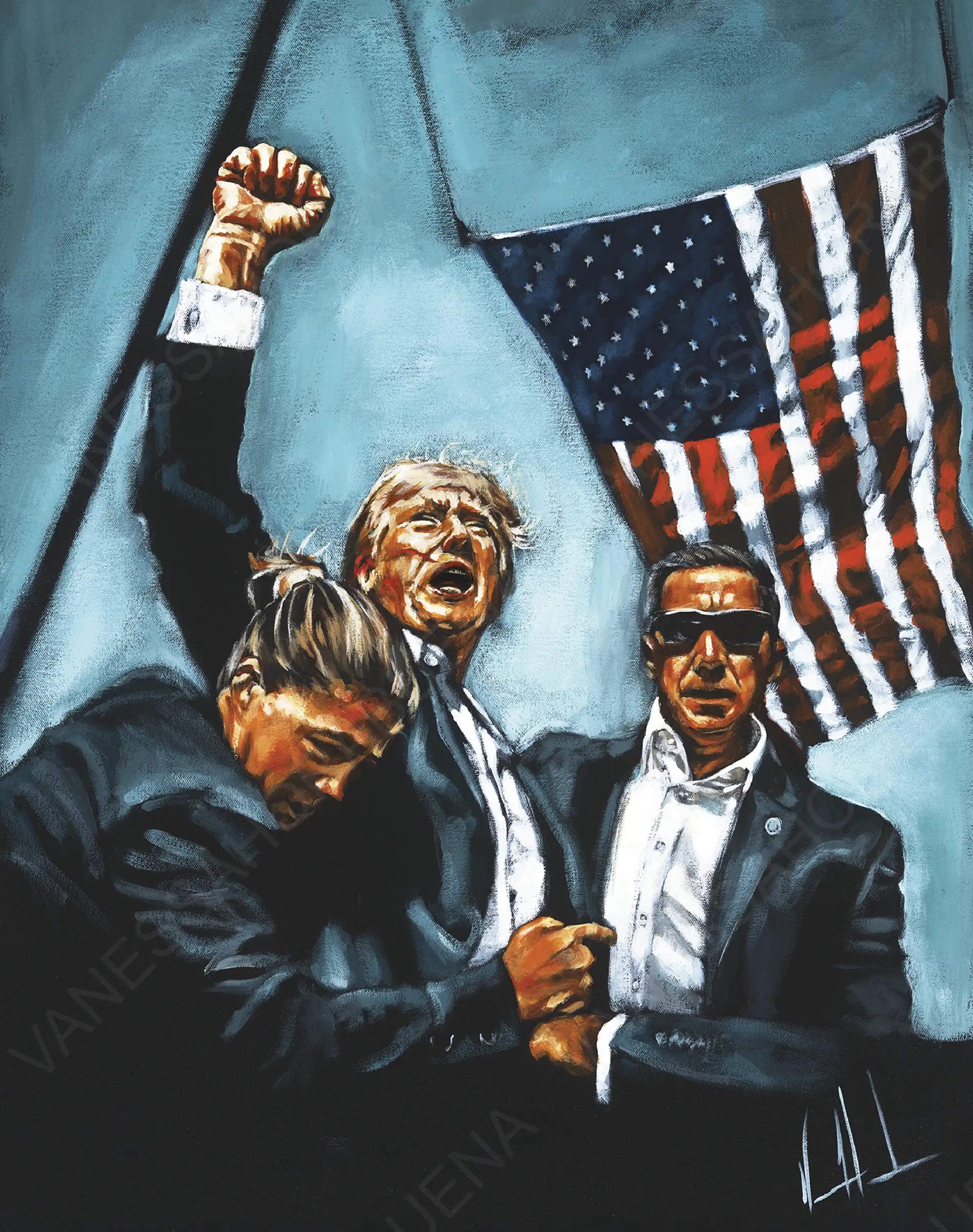 Never Surrender (Blue Background)