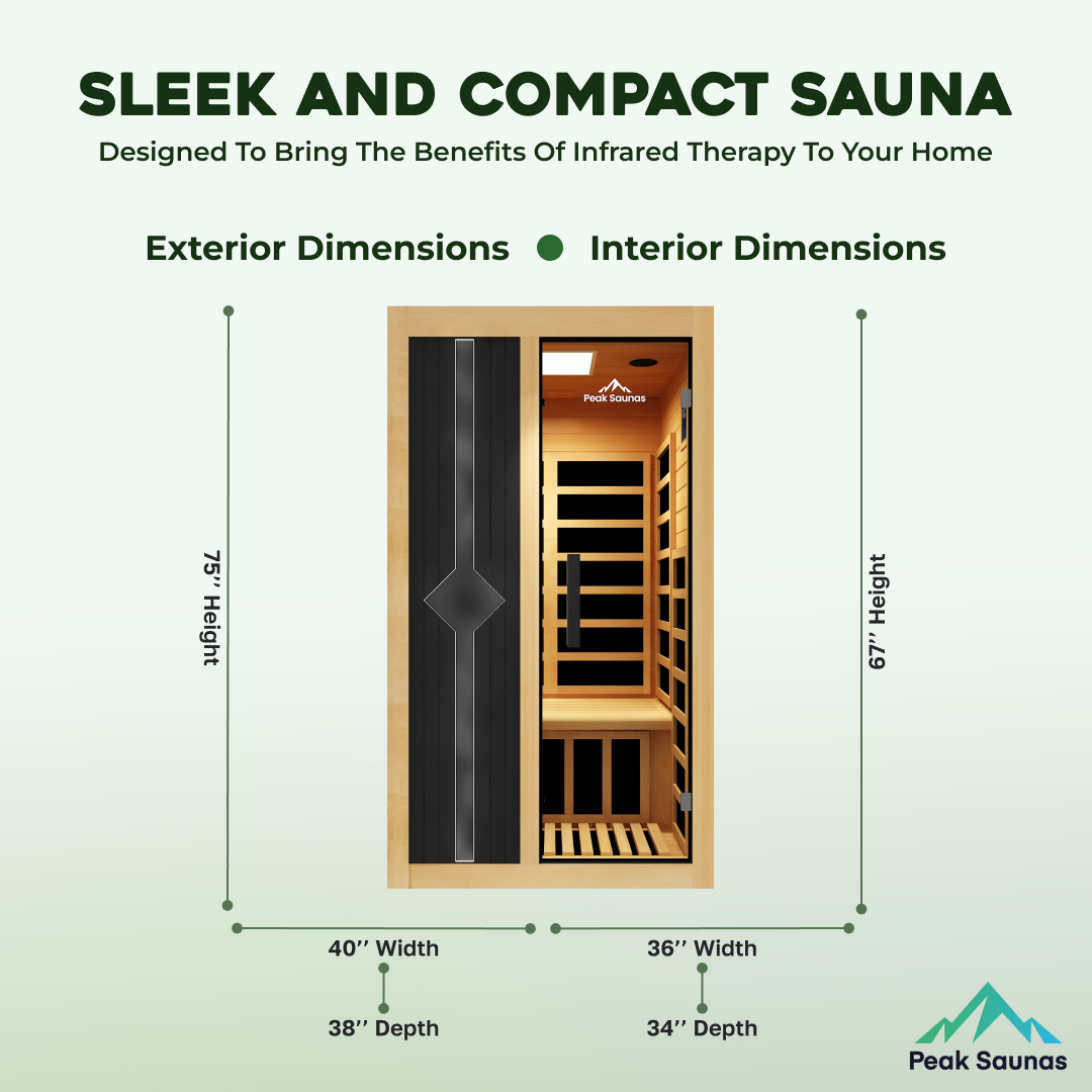 Peak Saunas Olympus Luxury 1-2 Person FAR Infrared Sauna with Smart WiFi App Control