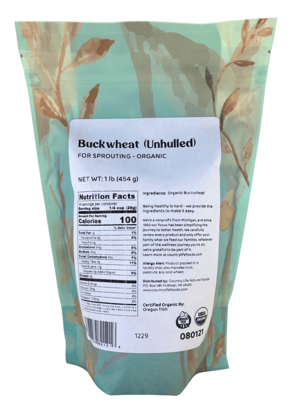 Buckwheat, Unhulled For Sprouting, Organic