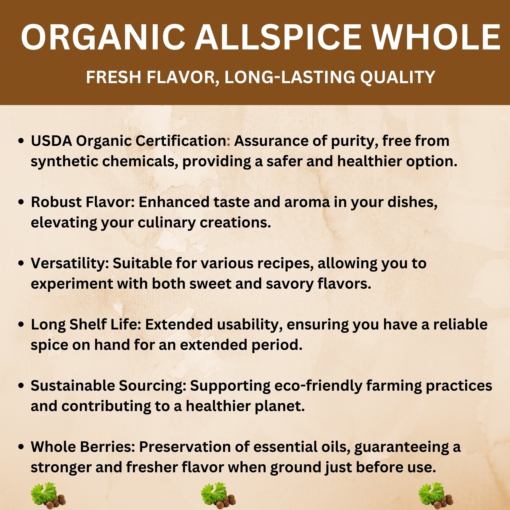 Organic Allspice Whole — USDA Certified | Pickling, Mulled Wine & Slow Cooking