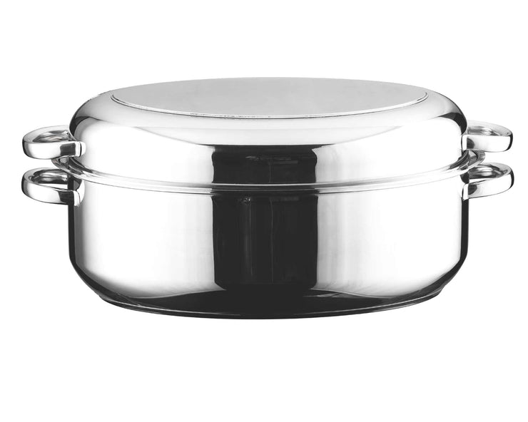 Oval Roaster — 2-in-1 Stainless Steel Pan | Platinum