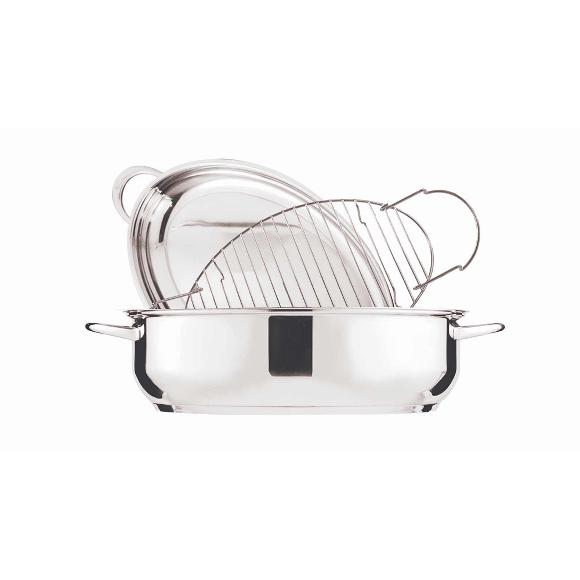 Oval Roaster — 2-in-1 Stainless Steel Pan | Platinum