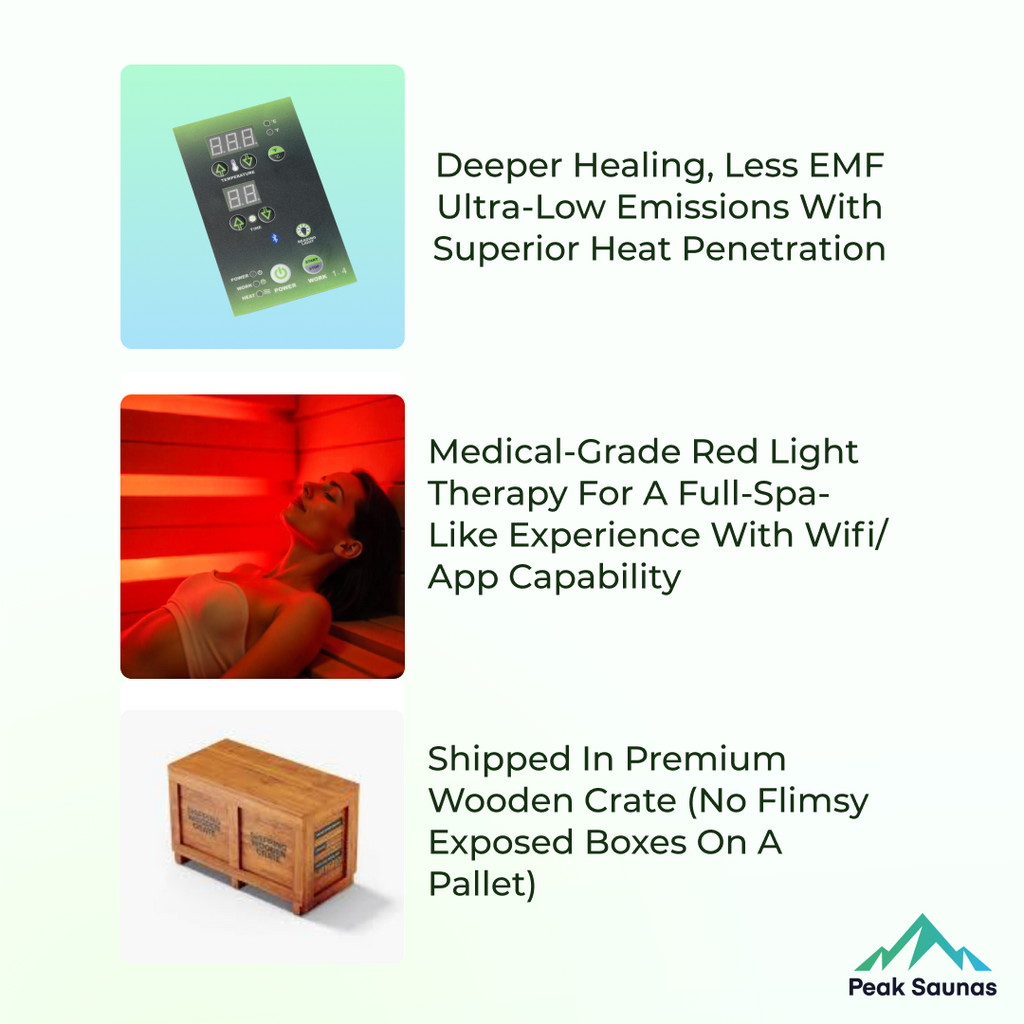 Peak Saunas Everest 2-Person Full Spectrum Infrared Sauna with XL Medical-Grade Red Light Therapy & Smart WiFi App Control