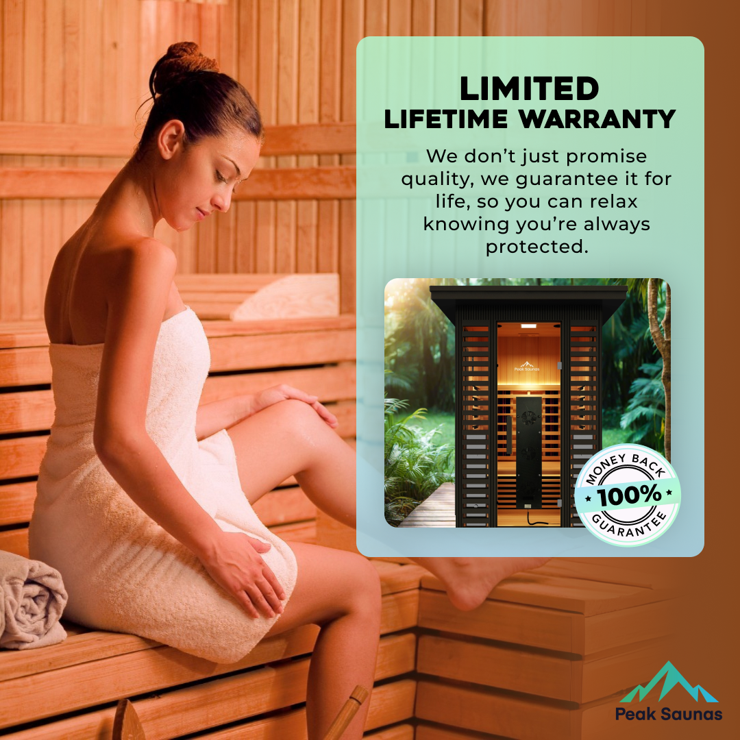 Peak Saunas Patagonia 2-Person Outdoor Full Spectrum Infrared Sauna with XL Medical-Grade Red Light Therapy and Smart WiFi App Control