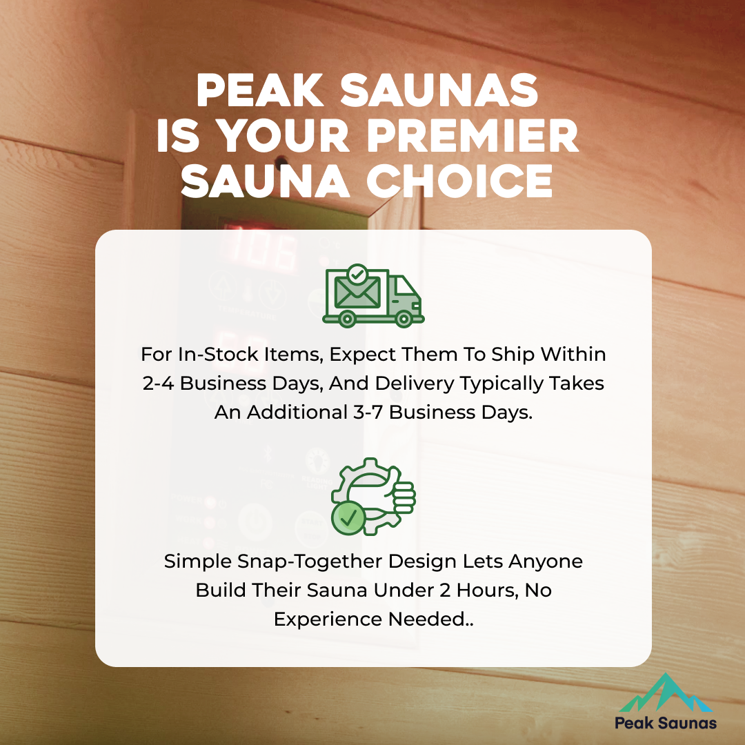 Peak Saunas Patagonia 2-Person Outdoor Full Spectrum Infrared Sauna with XL Medical-Grade Red Light Therapy and Smart WiFi App Control