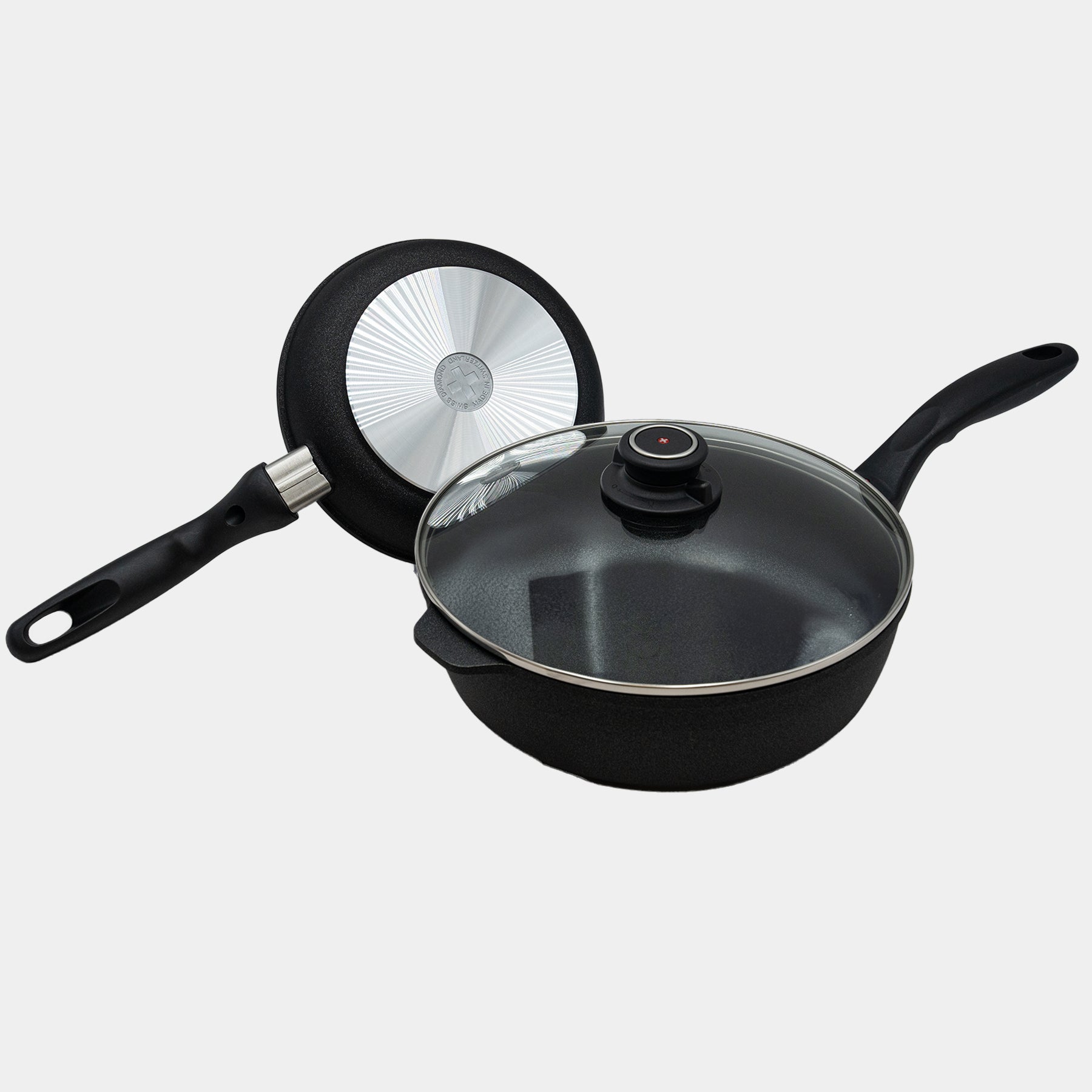 XD Nonstick 8" Fry Pan and 3.8 qt Saute Pan with Glass Lid Set | Made in Switzerland