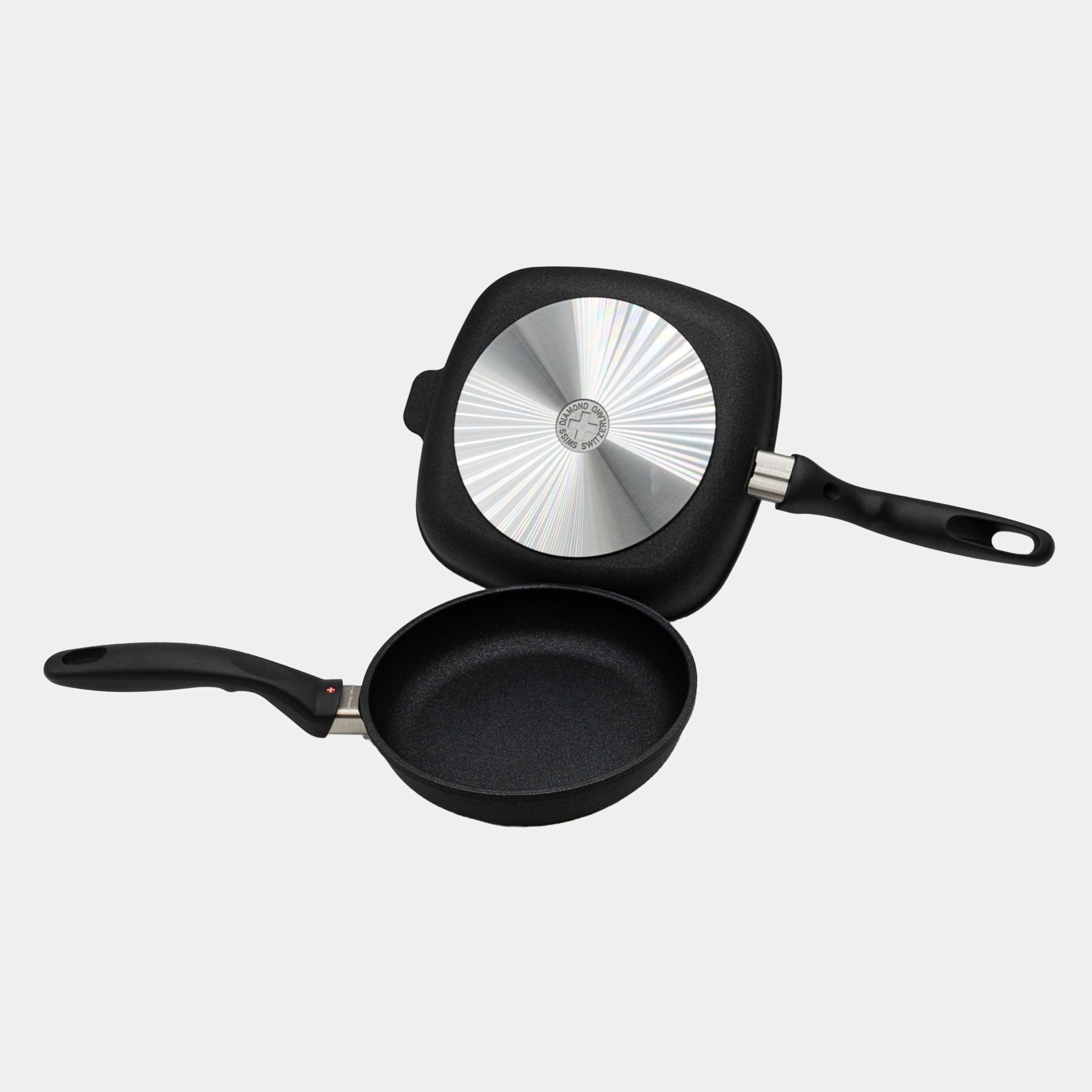XD Nonstick 8" Fry Pan and 9.5"x 9.5" Grill Pan Set | Made in Switzerland