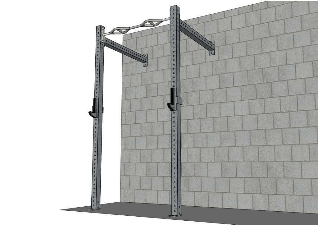 TGrip Commercial 4' Wall Mount Rig Weight Set - 3x3 Steel - Functional Multi-Grip Pull-Up - Sandwich Style J-Hooks