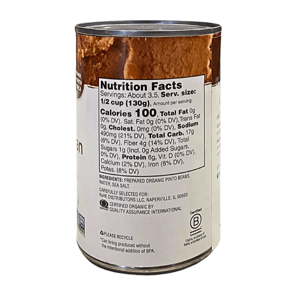 Refried Beans, Fat Free, Organic, Cadia