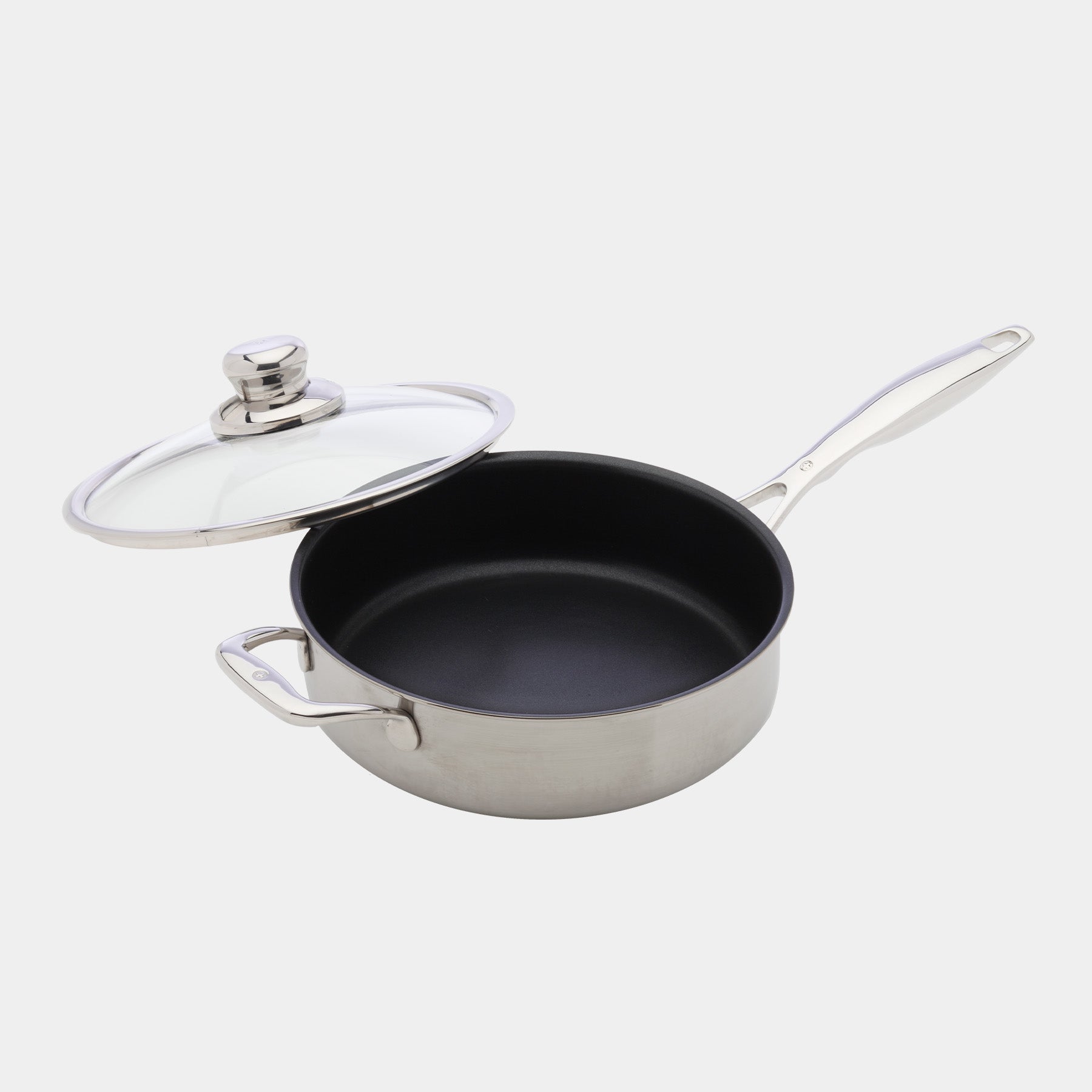 Nonstick Clad 3.1 qt Saute Pan with Glass Lid - Induction | Made in Switzerland