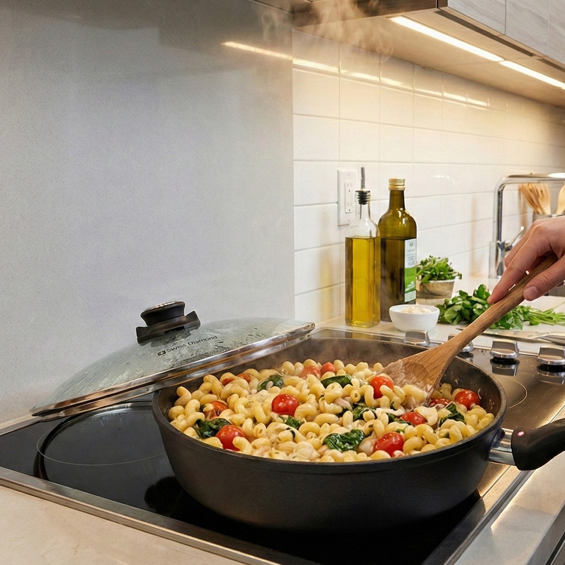 XD Nonstick Saute Pan with Glass Lid - Induction | Made in Switzerland