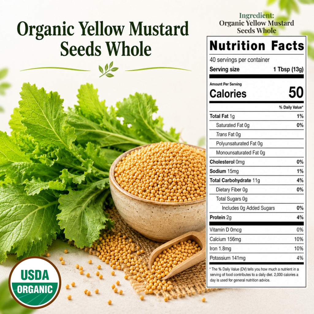 Organic Yellow Mustard Seeds – USDA Certified Organic Whole Mustard Seeds for Pickling & Cooking