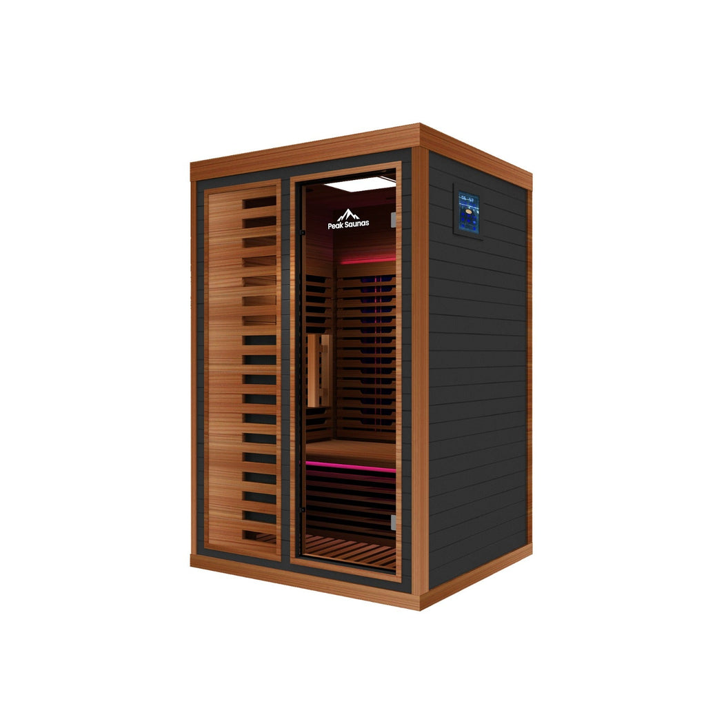 Peak Saunas Fuji 2-Person Full Spectrum Infrared Sauna with XL Medical-Grade Red Light Therapy & Smart WiFi App Control