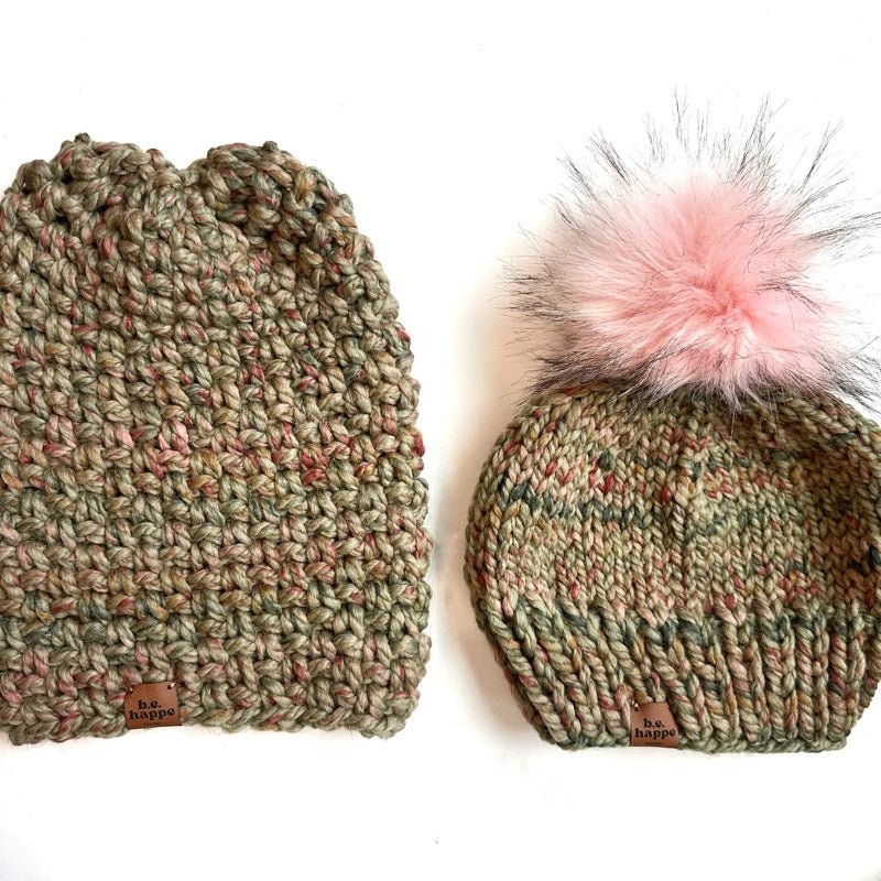 Crochet Simple Slouch Hat | Green Variegated Slouchy Beanie