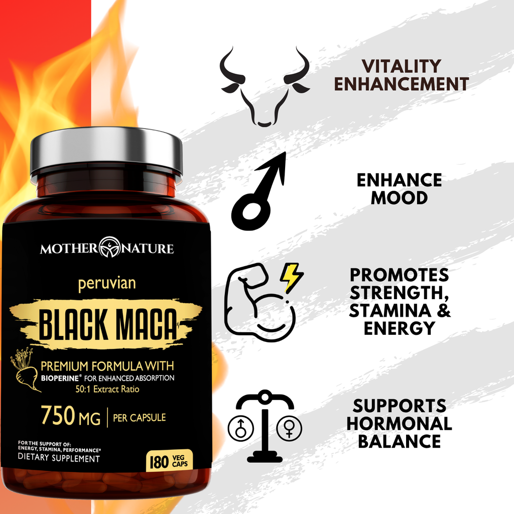 Organic Black Maca Root 750mg | 50:1 Extract