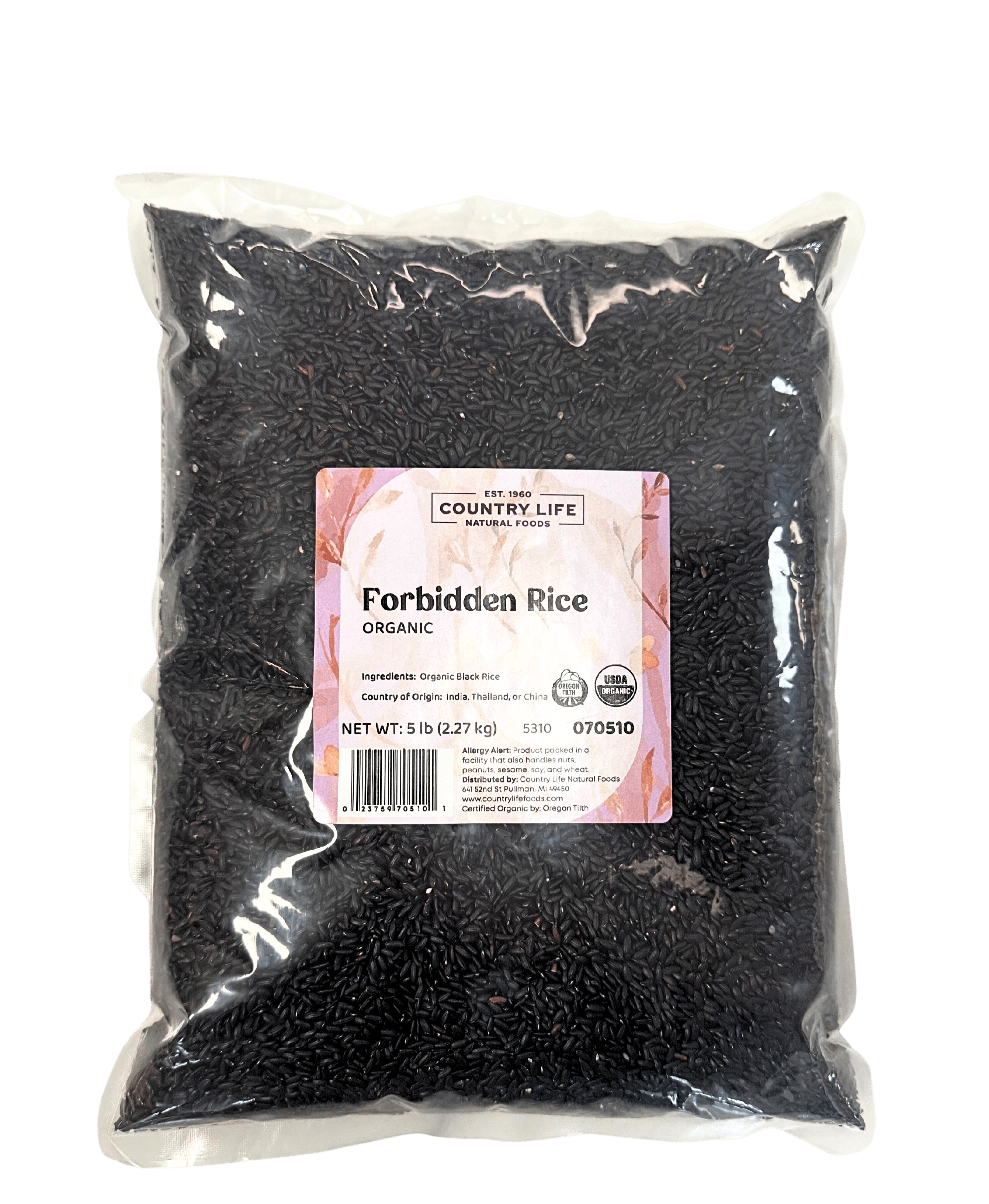 Forbidden Rice, Black, Organic (Black Pearl Rice)