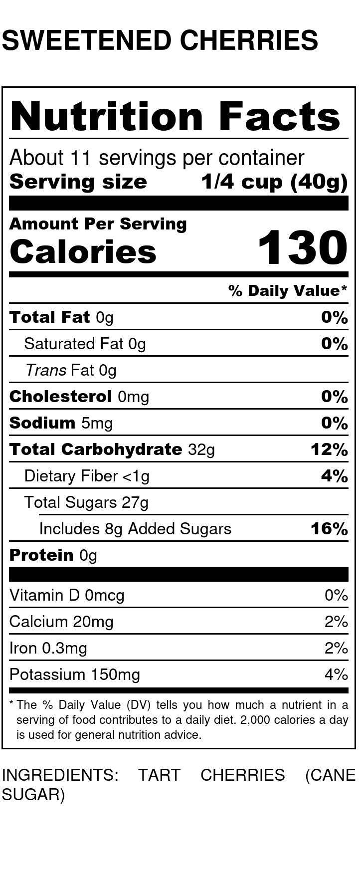 Cherries, Tart, Sugar Sweetened, Organic