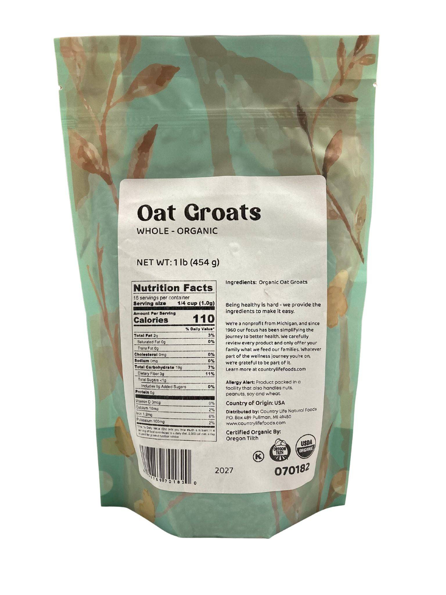 Oat Groats, Whole, Organic