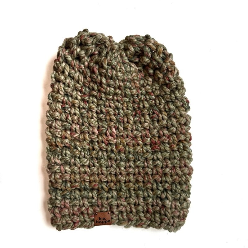 Crochet Simple Slouch Hat | Green Variegated Slouchy Beanie