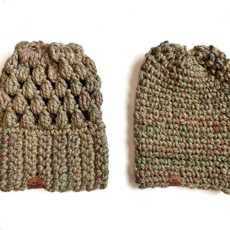 Crochet Simple Slouch Hat | Green Variegated Slouchy Beanie