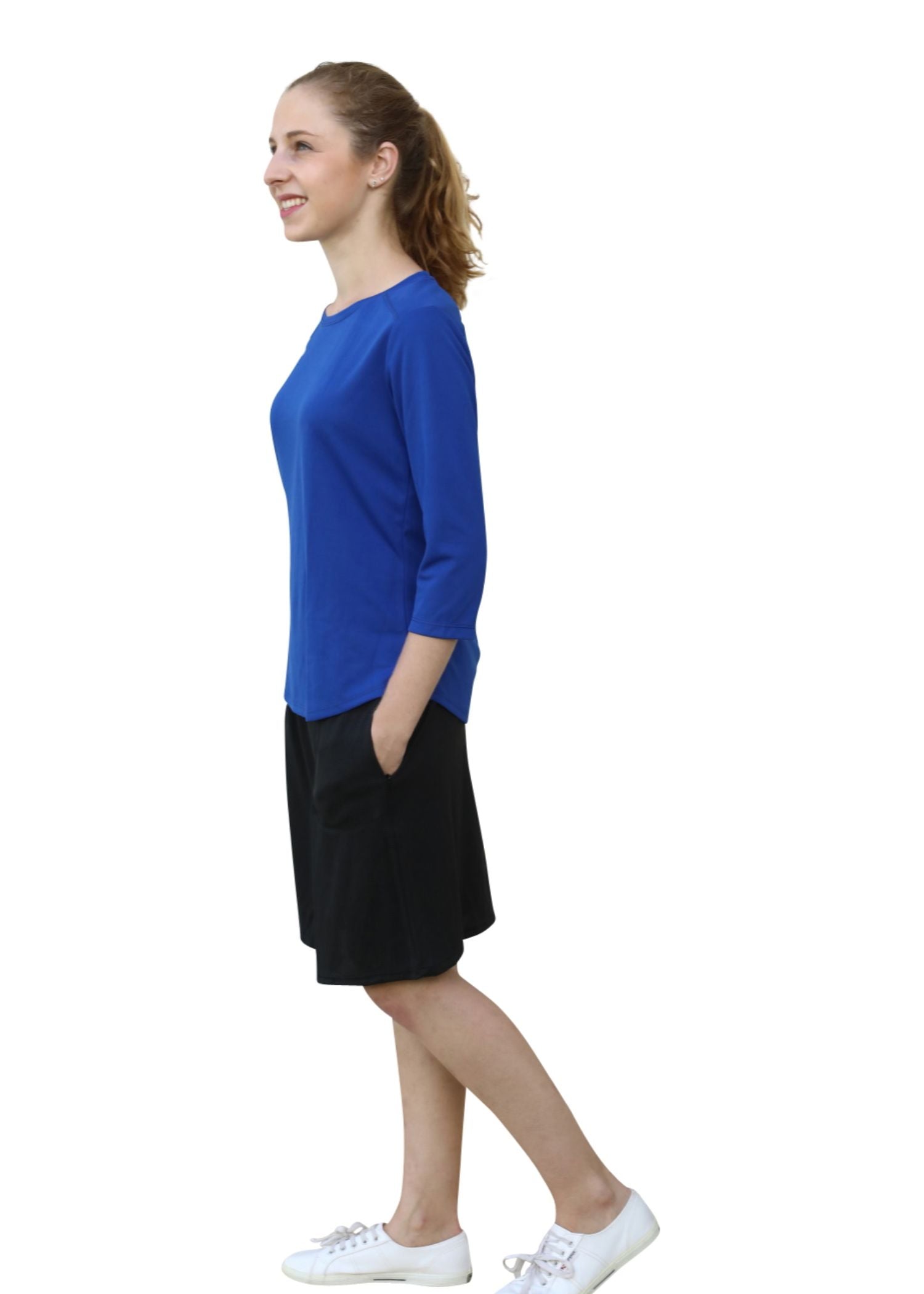 Modest Athletic Moisture-Wicking Performance Top with 3/4 Sleeves
