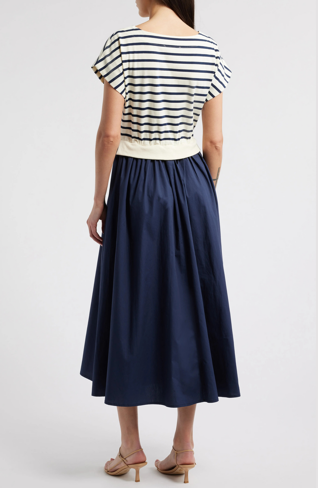 Cotton Striped Midi Dress
