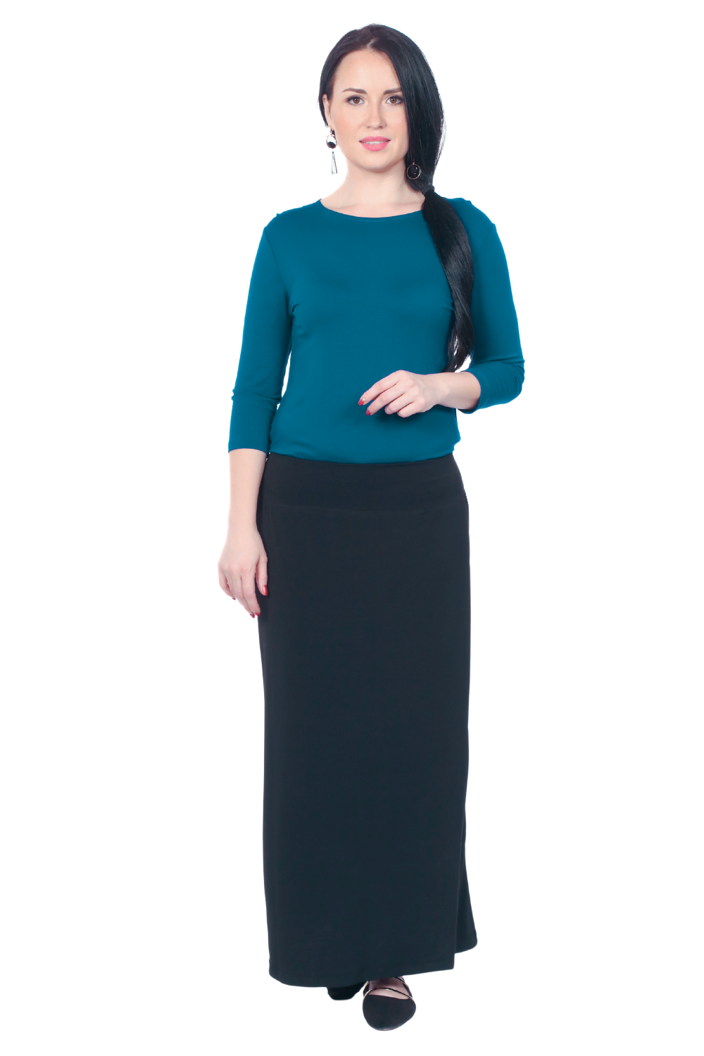 Silky Classic Maxi Length Modest Stretch Pencil Skirt