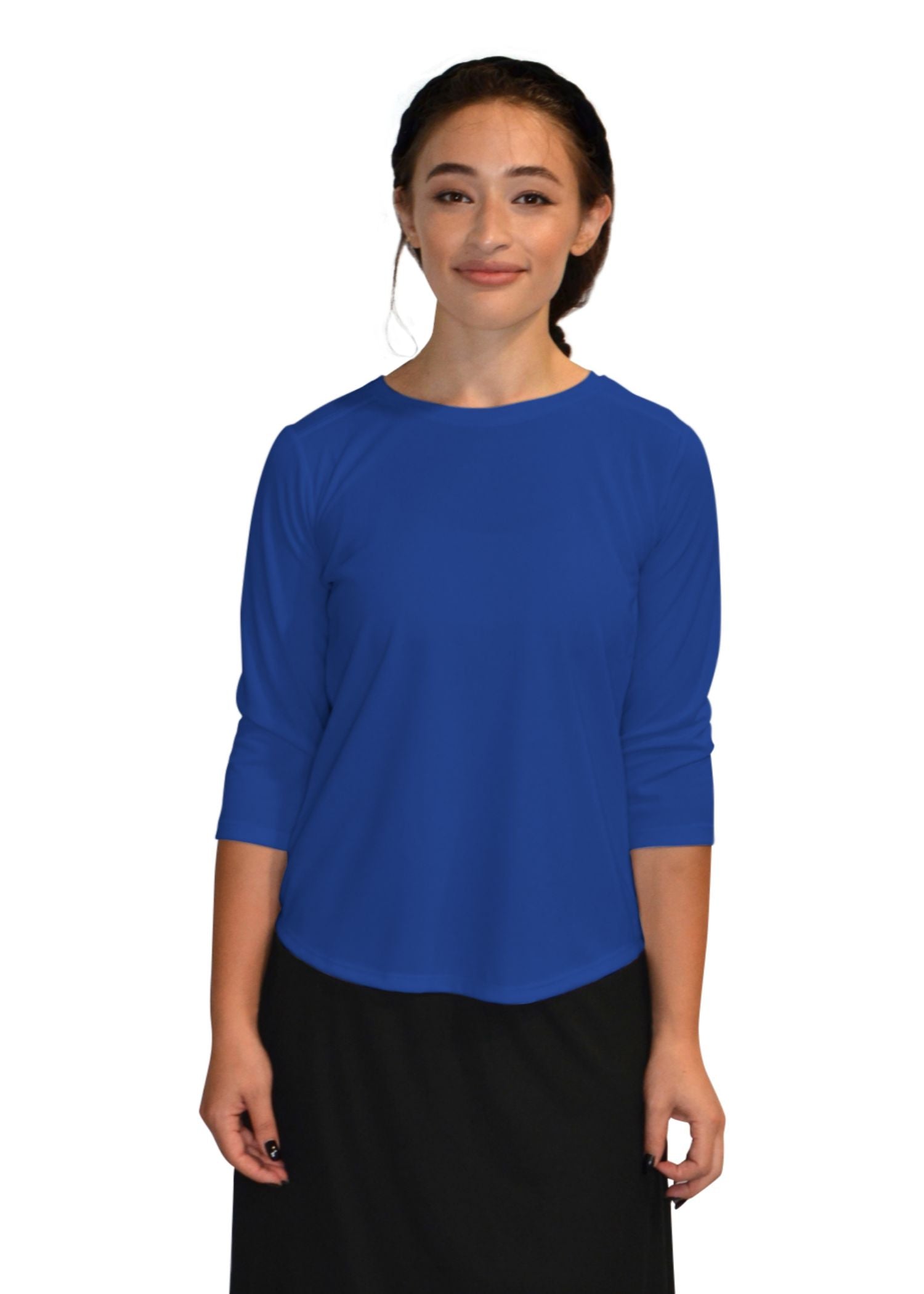 Modest Athletic Moisture-Wicking Performance Top with 3/4 Sleeves
