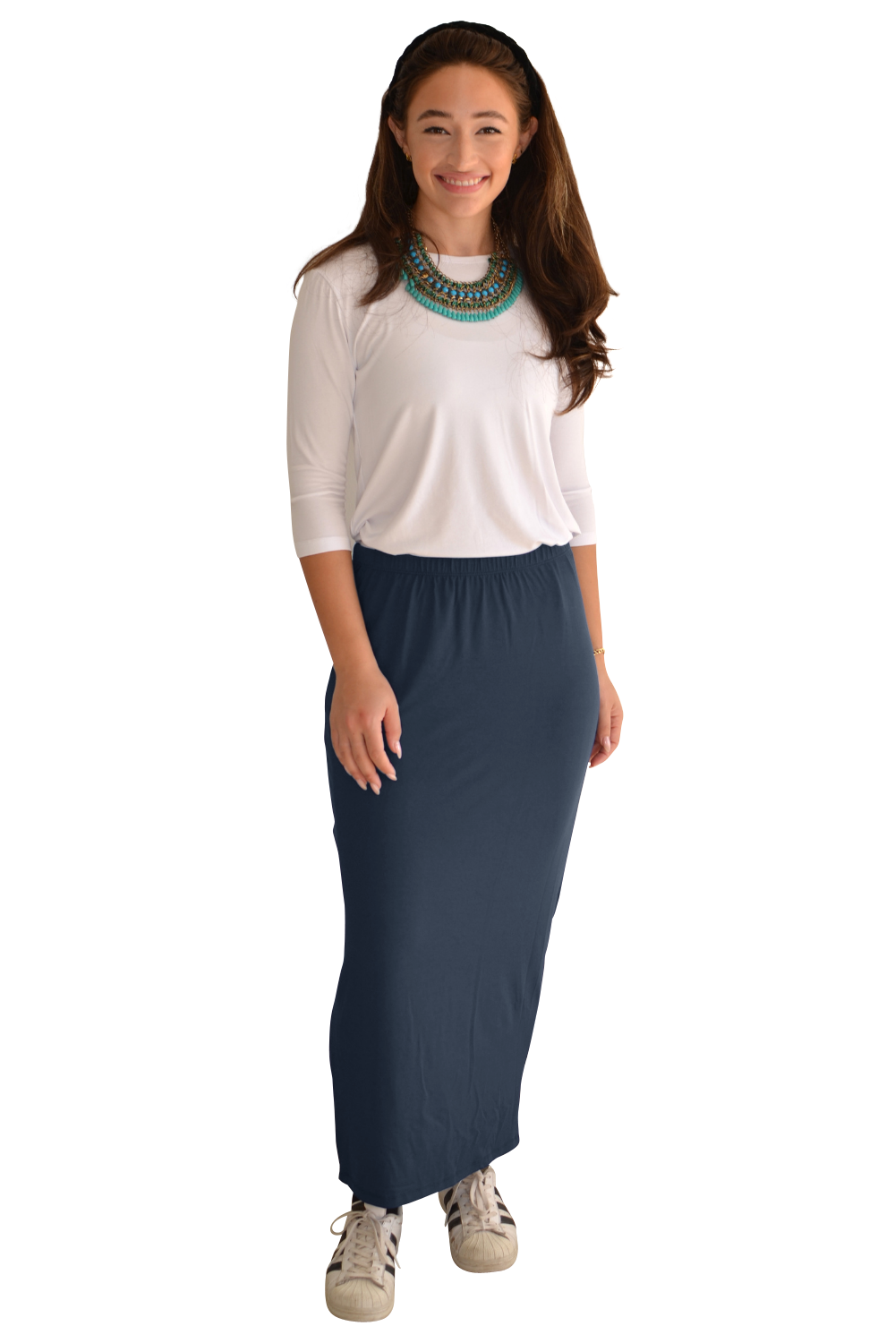 Stretch Maxi Skirt in Mid-Weight Viscose Spandex - No Slits