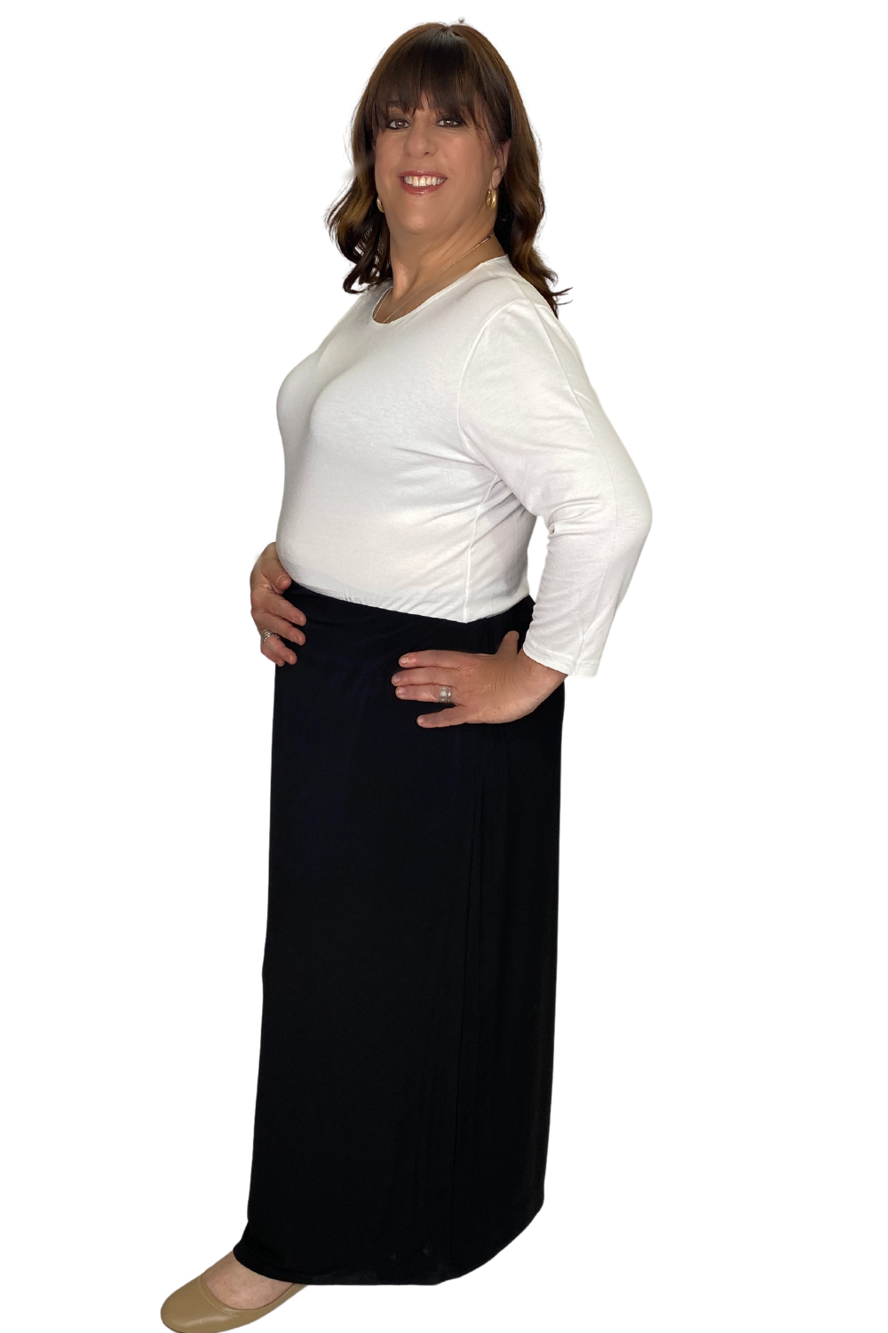 Plus Size Silky Maxi Length Stretch Pencil Skirt