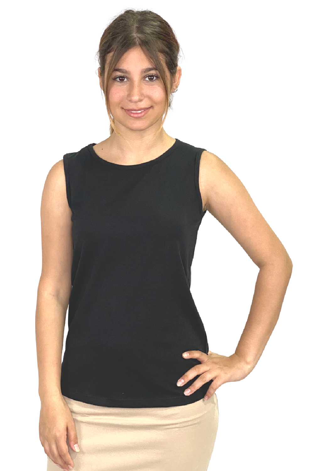 Ultimate Modest Cotton Tank Top with High Neckline