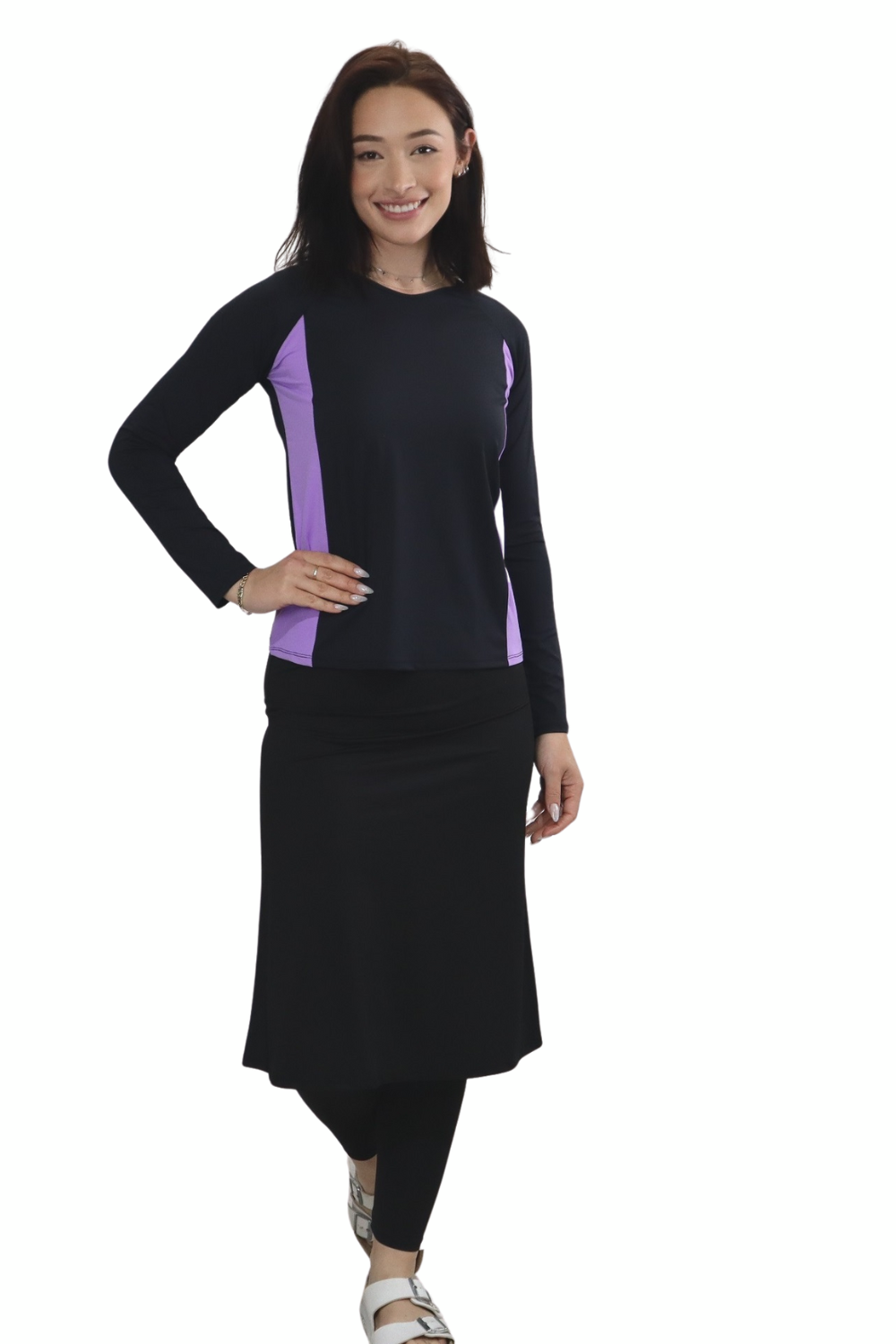 Modest Swim/Sport Skirt with Attached Long Leggings