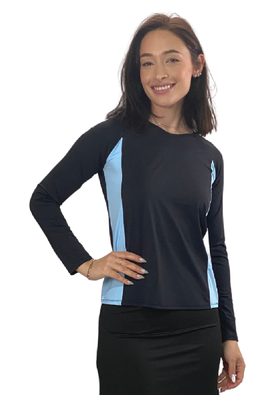 Women's Ultra-Light Sun Protection Swim Top | Long Sleeve Color Block Design