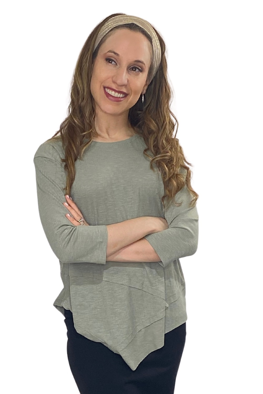 Asymmetrical Stylish Ribbed Tunic - Soft Fabric and Full Coverage