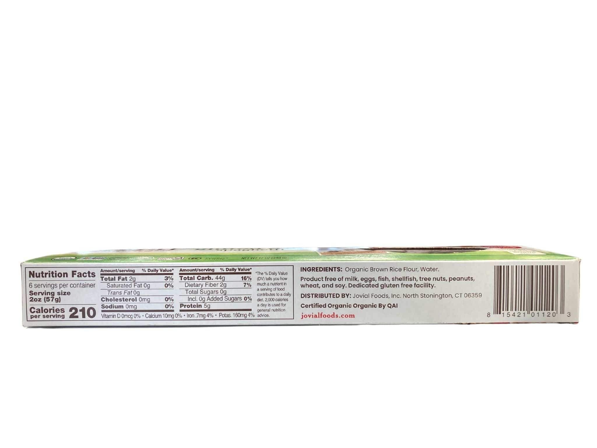 Spaghetti, Brown Rice, Organic, Jovial, Gluten-Free