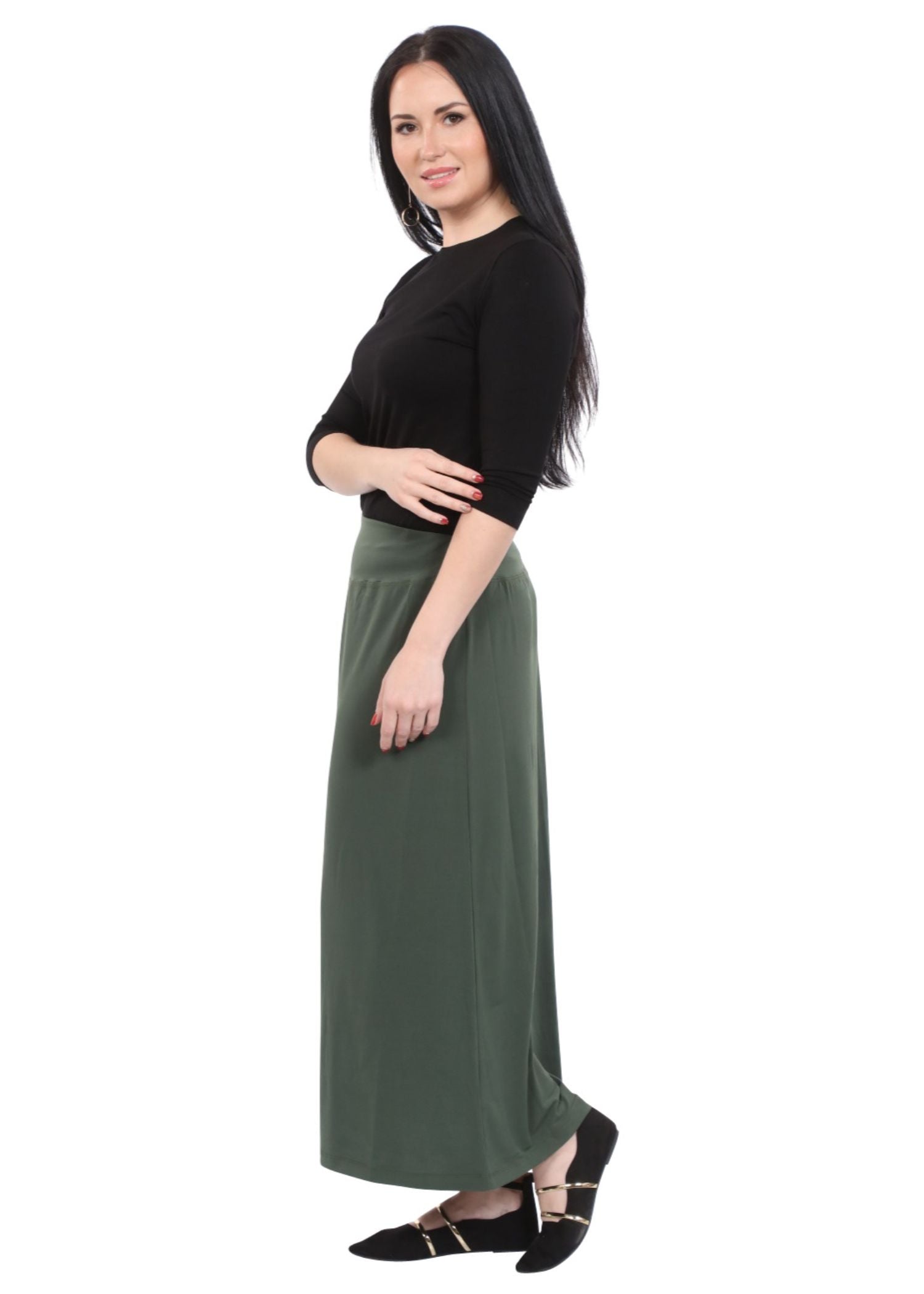 Silky Classic Maxi Length Modest Stretch Pencil Skirt