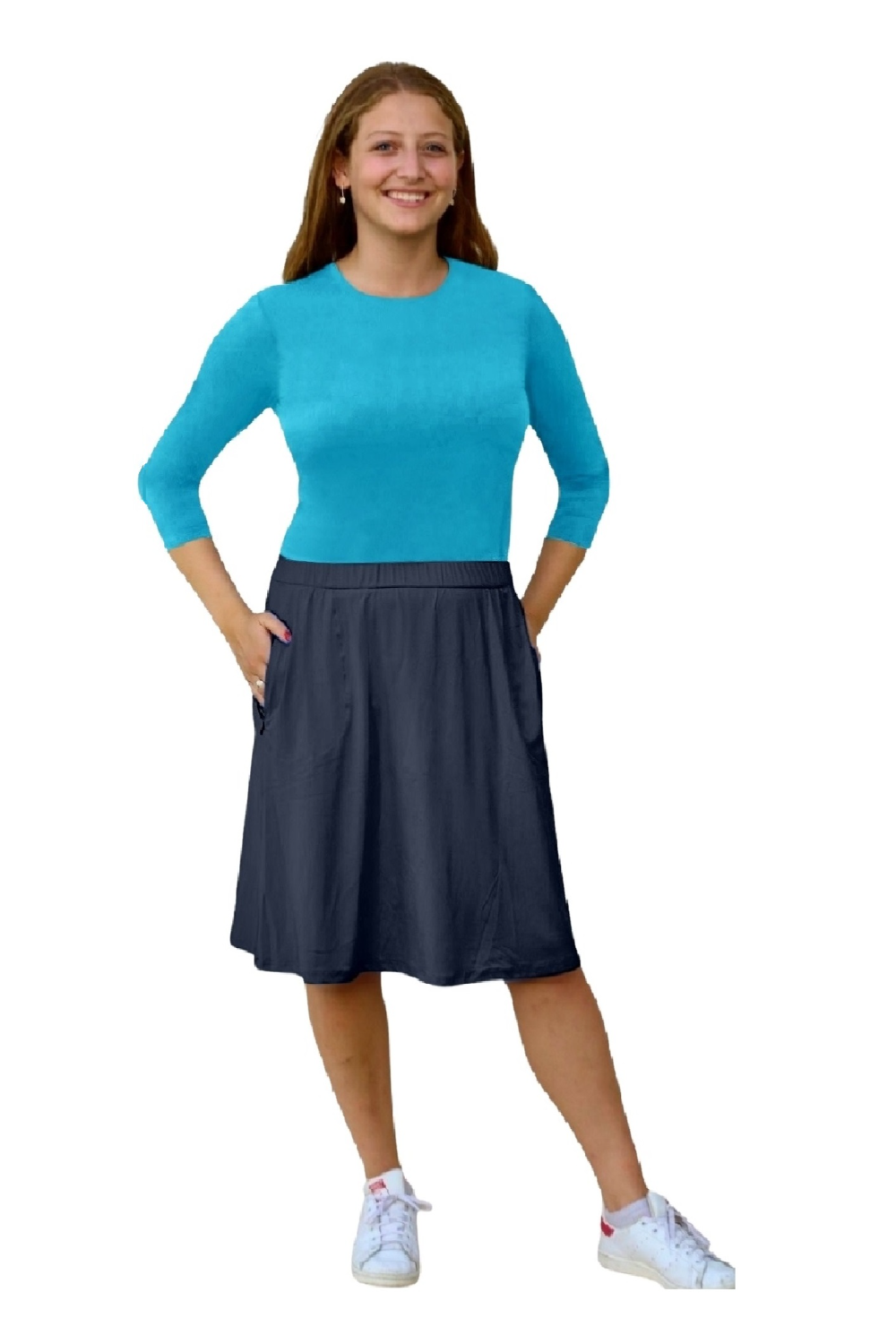 Modest A-Line Athletic Skort with Knee-Length Shorts - Swim & Sport Ready