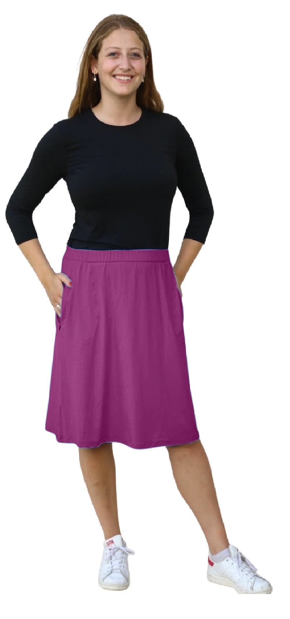 Modest A-Line Athletic Skort with Knee-Length Shorts - Swim & Sport Ready