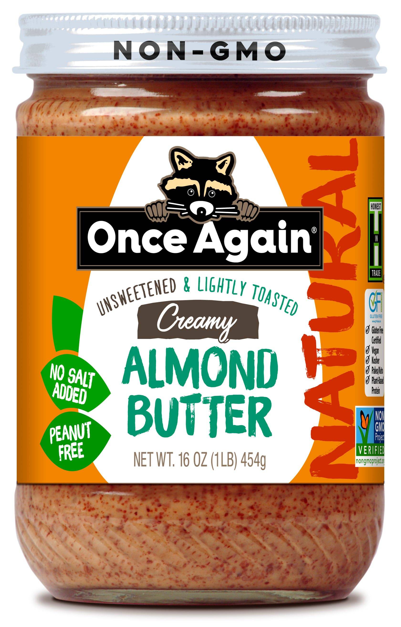 Almond Butter, Creamy, No Salt, Lightly Toasted