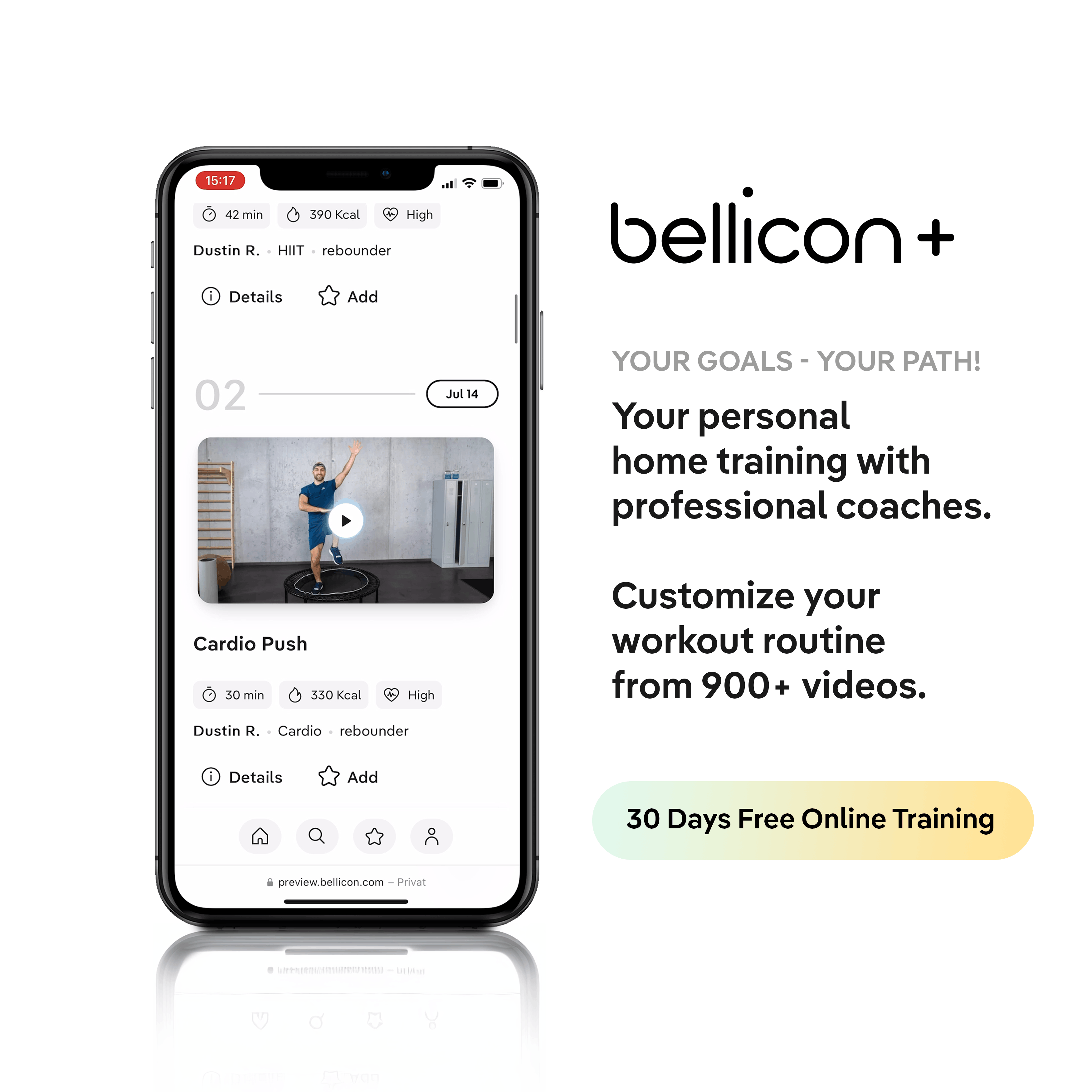bellicon 44", folding legs, T-bar
