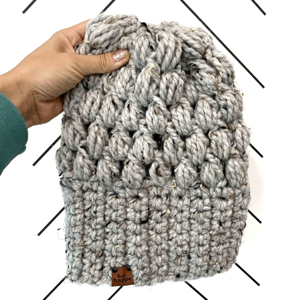 Women's Slouch Hat | Marble Grey Slouchy Beanie