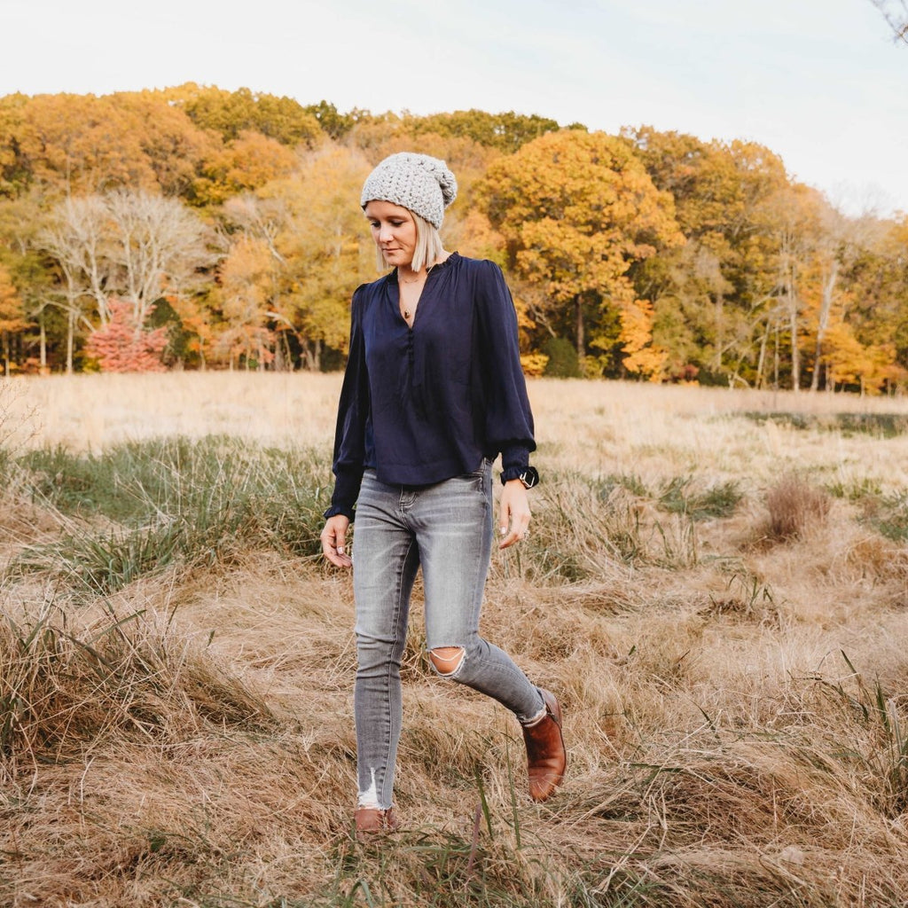 Women's Slouch Hat | Marble Grey Slouchy Beanie