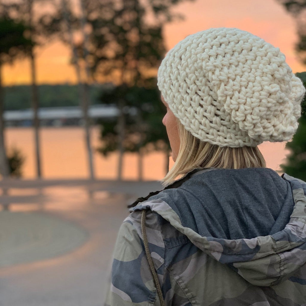 Women's Slouch Hat | Off White Beanie